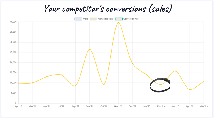 Competitor website sales conversions in the last year
